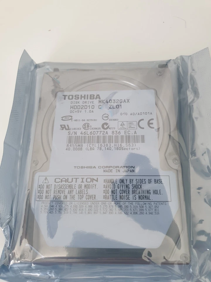 Toshiba MK4032GAX 40GB IDE ATA PATA 2.5" Laptop Hard Drive HDD2D10 C ZL01 836 - Image 1 of 1