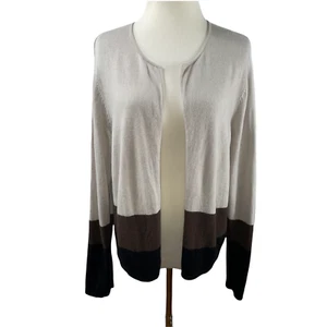 J. Jill Colorblock Lightweight Wool Blend Cardigan Light Jacket Size 1X Plus - Picture 1 of 11