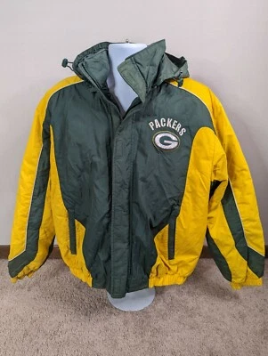 Vtg Y2K 00s NFL Parka Puffer Jacket GREEN BAY PACKERS MEN'S LARGE Winter Coat - Image 1 of 4