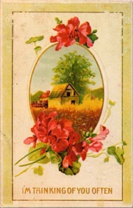 Cartolina non spedita antica riproduzione di un biglietto di auguri 1890-1910 - Foto 1 di 2