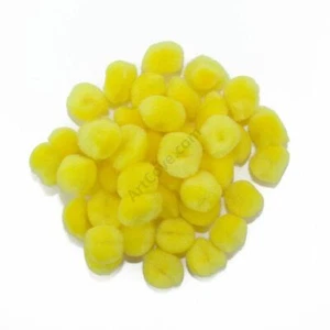 0.75 inch Yellow Mini Craft Pom Poms 100 Pieces - Picture 1 of 3