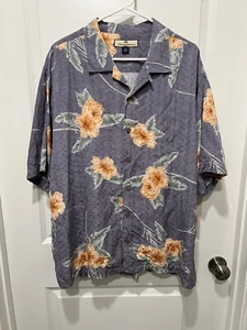 Vintage TOMMY BAHAMA Hawaiian Shirt XL Button Front 100% Silk Floral Design - Picture 1 of 5