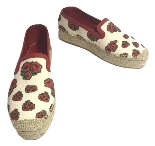 Scarpe da donna Alexander McQueen taglia 40 semi di papavero espadrillas fiore