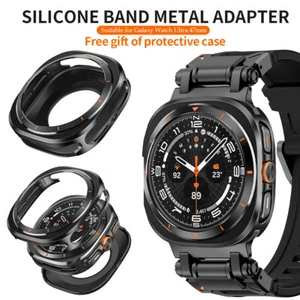 Soft Silicone Band for Galaxy Watch Ultra Rugged Durable Strap Metal Adapter - Picture 1 of 34