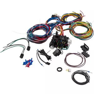 Universal 21 Circuit Wiring Kit Harness for Radio Fan Horn AC Wiper Fan Gauges - Picture 1 of 11