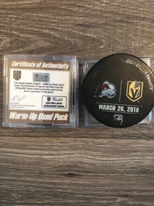 Vegas Golden Knights Warm Up Puck Used 3/26/18 VGK Vs Colorado Avalanche Game - Picture 1 of 1