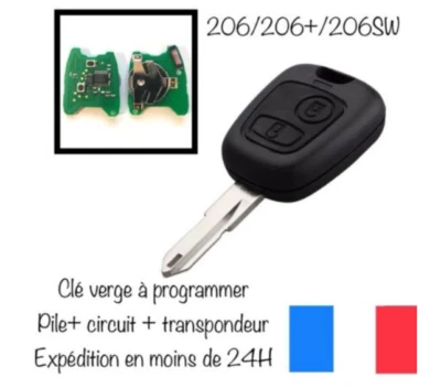 Clé Vierge electronique pile Peugeot 206 206CC CC 206+ à programmer