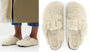 New Birkenstock $190 Boston Big Buckle Shearling Teddy Eggshell 39 Narrow - Picture 1 of 11