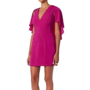 Neu mit Etikett Intermix Muller Caplet Cocktail Cape Kleid SMALL Magenta Mini Etuikleid S - Bild 1 von 11