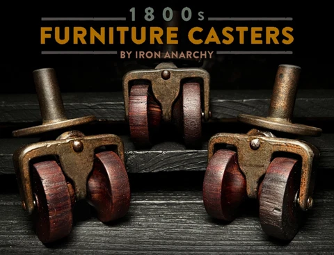 1800s FURNITURE STEM CASTER SET Antique Victorian Vtg Cast Iron Wood Wheel Table Cover