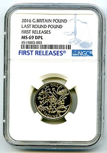 2016 GREAT BRITAIN LAST ROUND POUND NGC MS69 DPL DEEP PROOF FIRST RELEASES TOP ! - Picture 1 of 1