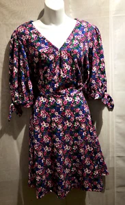 NEW LOOK WOMENS PURPLE MIX FLORAL 3/4 SLEEVE SUMMER DRESS SIZE: 16/44 (WD248) - Picture 1 of 14