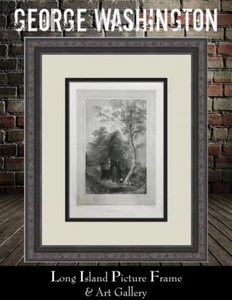 George Washington's Tomb Original Etching 1800's Custom Framed - Picture 1 of 5