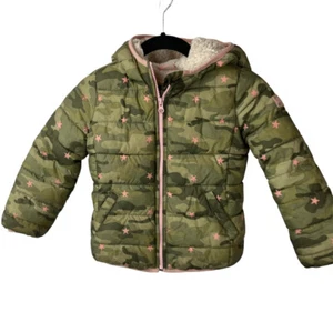 Gap Kids Hooded Jacket Coat Primaloft Puffer Green Camo size XS - Picture 1 of 5