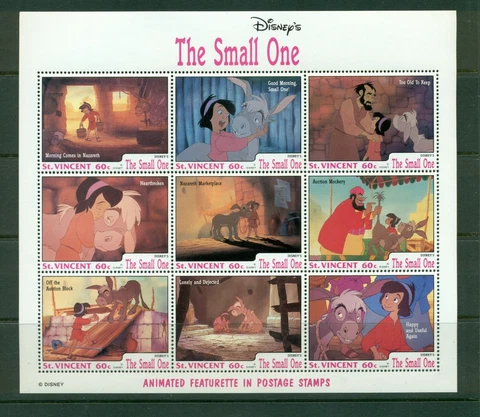 St. Vincent  #1791J (1992 Disney "The Small One" sheet of 9) VFMNH CV $8.50 Cover