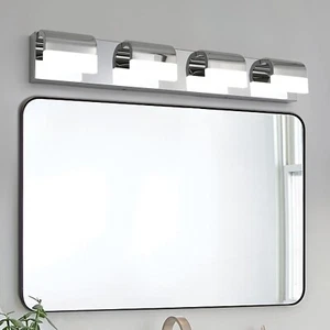 4 Light 30'' Vanity Lights For Bathroom Mirror Wall Lamp Fixture Modern Silver - Picture 1 of 12