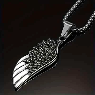 Stainless Steel Wing Pendant Necklace For Men's & Women's - Image 1 of 4