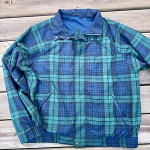 Vtg Slazenger Golf Plaid Zip Up Windbreaker Mens Large Blue Green Tartan - Picture 1 of 8