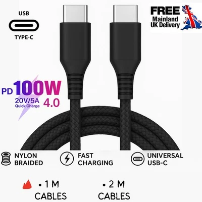 USB C to Type C Fast Charger Cable 3A For Samsung Mobile Phone Lead USB C Cable - Image 1 of 4