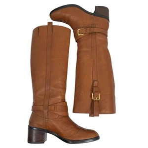RLL Lauren Ralph Lauren Charleen Womens Cognac Leather Riding Boots Size 8B - Picture 1 of 11