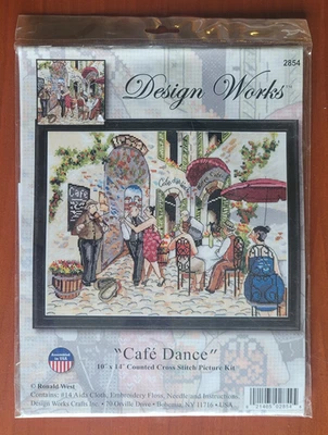 Kit de punto de cruz contado Design Works "Cafe Dance" #2854 10”x 14” - Nuevo sin abrir Foto 1 de 4