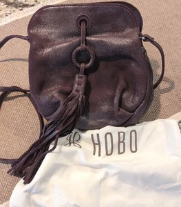 Hobo Plum VTG Birdy Suede Metallic Tassel Fringe Crossbody With Dust Bag  - Picture 1 of 11