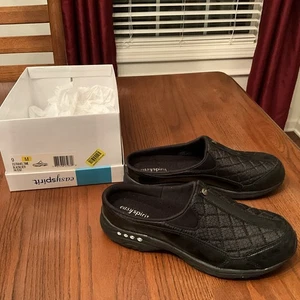 Easy Spirit Traveltime Mule Black Fab/patent leather Trim Wom 9M - Picture 1 of 5