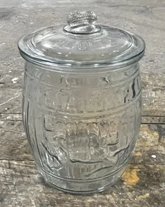PLANTERS Arachidi Vetro Trasparente con Coperchio Barattolo da Banco a Forma di Botte, 12,5” x 8,5” - Foto 1 di 3