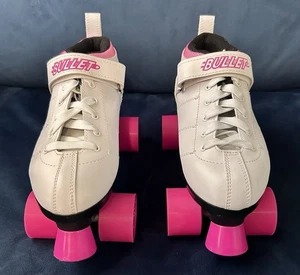 Chicago Bullet Ladies Speed Quad White Pink Roller Skates Size 10- Mint! - Bild 1 von 7