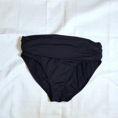 Lauren Ralph Lauren Negro Beach Club Fruncido Bandas Hipster Natación Parte Inferior Talla 10 Foto 1 de 4