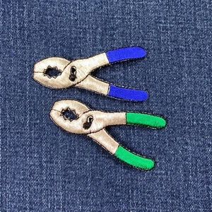 2-Pack Pliers Applique Patch Set - Embroidered Mechanic Construction Tool Badges - Picture 1 of 2