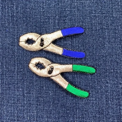 2-Pack Pliers Applique Patch Set - Embroidered Mechanic Construction Tool Badges - Image 1 of 2