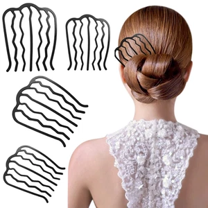 4 Pieces Hair Side Combs Vintage Hair Fork Clip U Shape French Twist Comb Hair - Picture 1 of 6