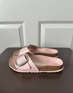 Birkenstock Madrid Big Buckle Sandals High Shine Light Rose Leather Size 39 - Picture 1 of 10