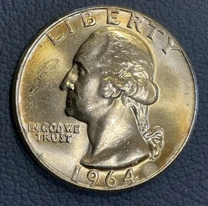 1964-P Washington Quarter – 90% Silver - Gold Toned - Picture 1 of 3