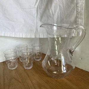 Vintage elegante Quaste von Pairpoint geschliffenes Kristallglas Krug & 4 Gläser - Bild 1 von 22