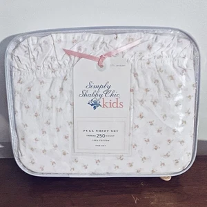 NEW Rachel Ashwell Simply Shabby Chic PETITE BELLE Pink Rosebuds FULL Sheet Set - Picture 1 of 18