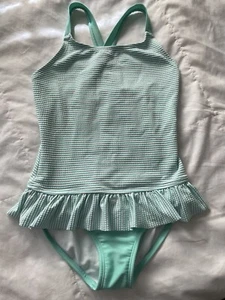 One piece turquoise and white stripe girl 7/8Y Swimsuit  - Picture 1 of 6