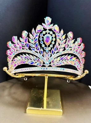 Diamond Crystal Crown, Quinceanera Crown, Silver Wedding Tiara, Bridal Headpiece - Image 1 of 4