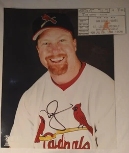 Mark McGwire AUTOGRAPHED 8' x 10" PHOTO-MLB-w Padres TICKET STUB-Hand Signed - Picture 1 of 5