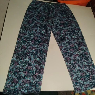 L.L. Bean purple Blue Paisley elastic waist pants small regular women's - Image 1 of 4