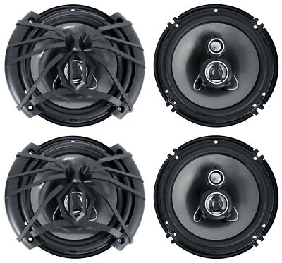 (4) Soundstream AF.653 6.5" 300 Watt 3-Way Car Audio Speakers Arachnid Series