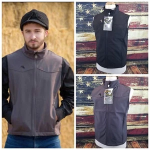 Gilet da uomo Wyoming Traders Morgan con zip foderato in pile guscio morbido abbigliamento ranch - Foto 1 di 13
