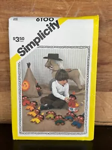 Vintage Simplicity 6100 Native American Indian Toy Set Tee Pee Counting FF Uncut - Picture 1 of 3