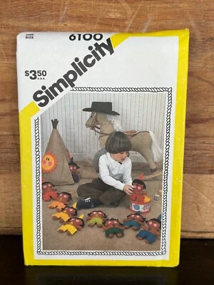 Vintage Simplicity 6100 Native American Indian Toy Set Tee Pee Counting FF Uncut - Image 1 of 3