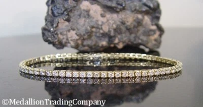 Brazalete tenis línea VS2-G de diamantes naturales de 3,65 quilates de oro amarillo de 14 k de 8 pulgadas Foto 1 de 4