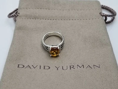 David Yurman Sterling Silver Petite Citrine & Diamond Wheaton Ring Size 7 - Image 1 of 4