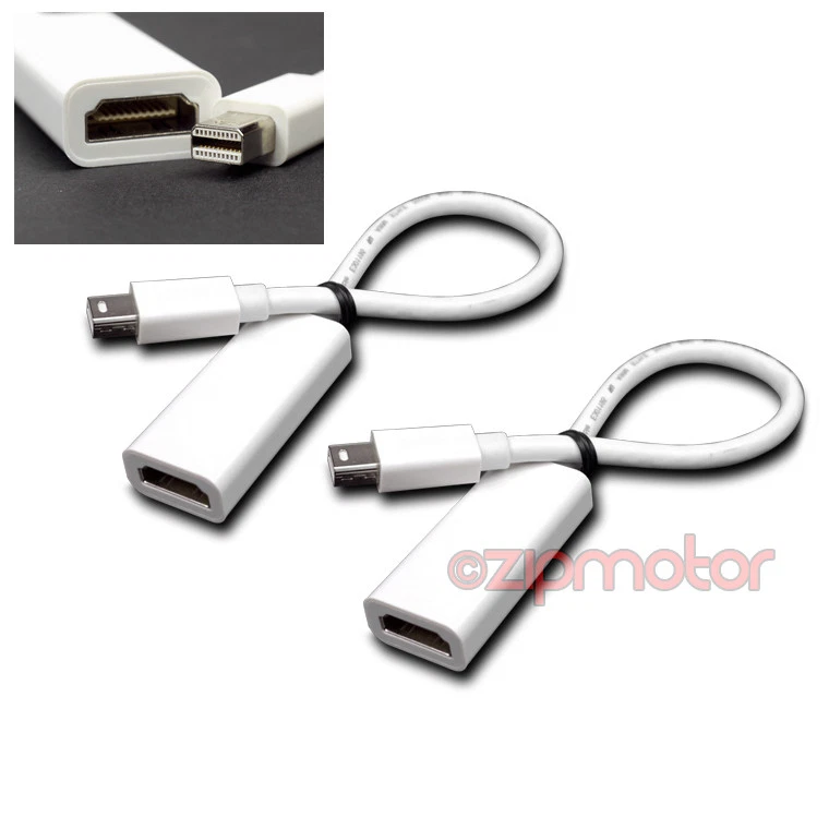 2PCS MINI DISPLAYPORT MALE TO HDMI FEMALE ADAPTERS HDTV MACBOOK AIR PRO MAC IMAC - Image 1 of 1