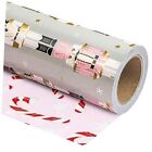  Reversible Christmas Wrapping Paper - Mini Roll Pink - Nutcracker & Candy Cane