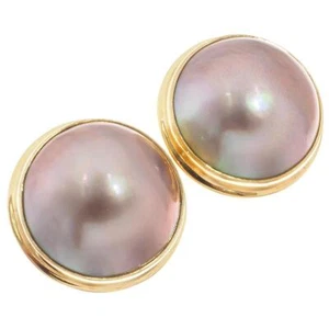 "Pendientes con clip enchapados en oro 925 grandes de 18 mm Mabe perla Vermeil de 13/16" - Imagen 1 de 4